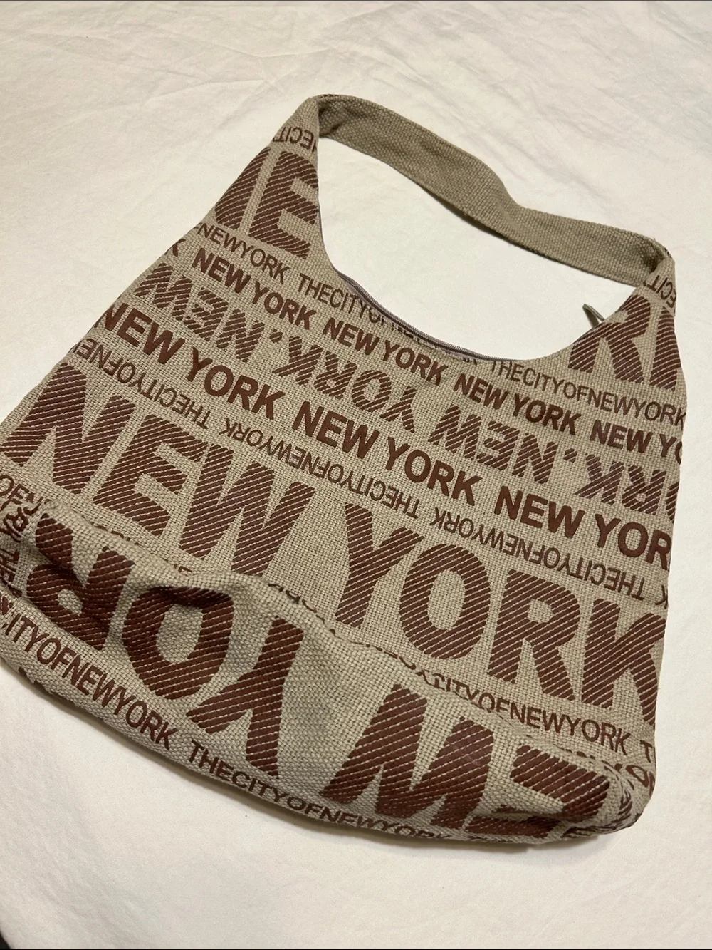 Robin Ruth New York Canvas Shoulder Bag - Brown/Cream